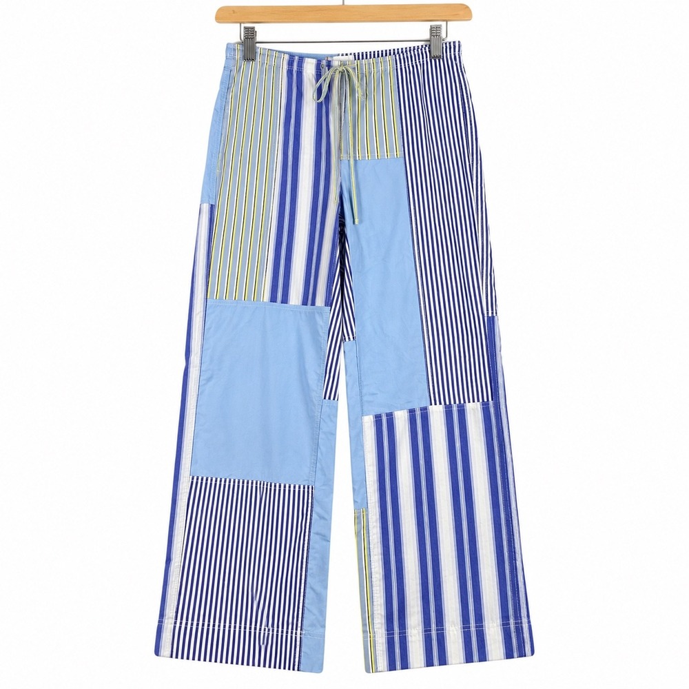 BDG Urban Outfitters Blue White Patchwork Striped Wide Leg Pants Small OB2017776